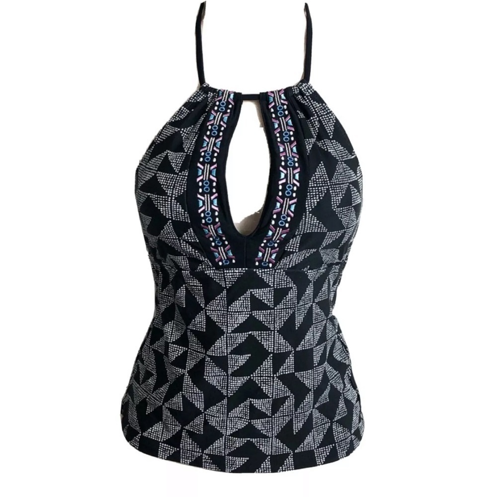🆕 Black aztec halterkini swim top juniors